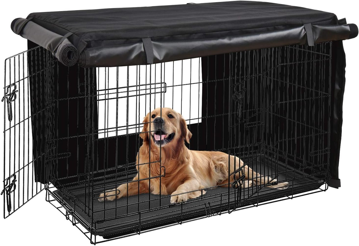 HONEST OUTFITTERS dog crate cover 36 inch front view on wire kennel