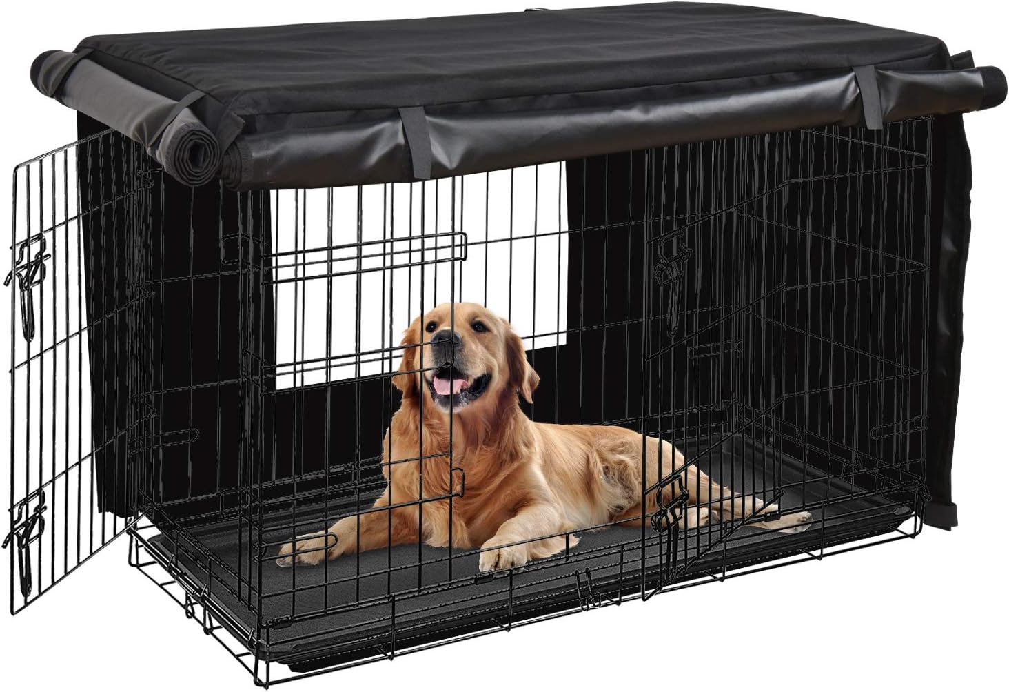 HONEST OUTFITTERS dog crate cover 36 inch front view on wire kennel