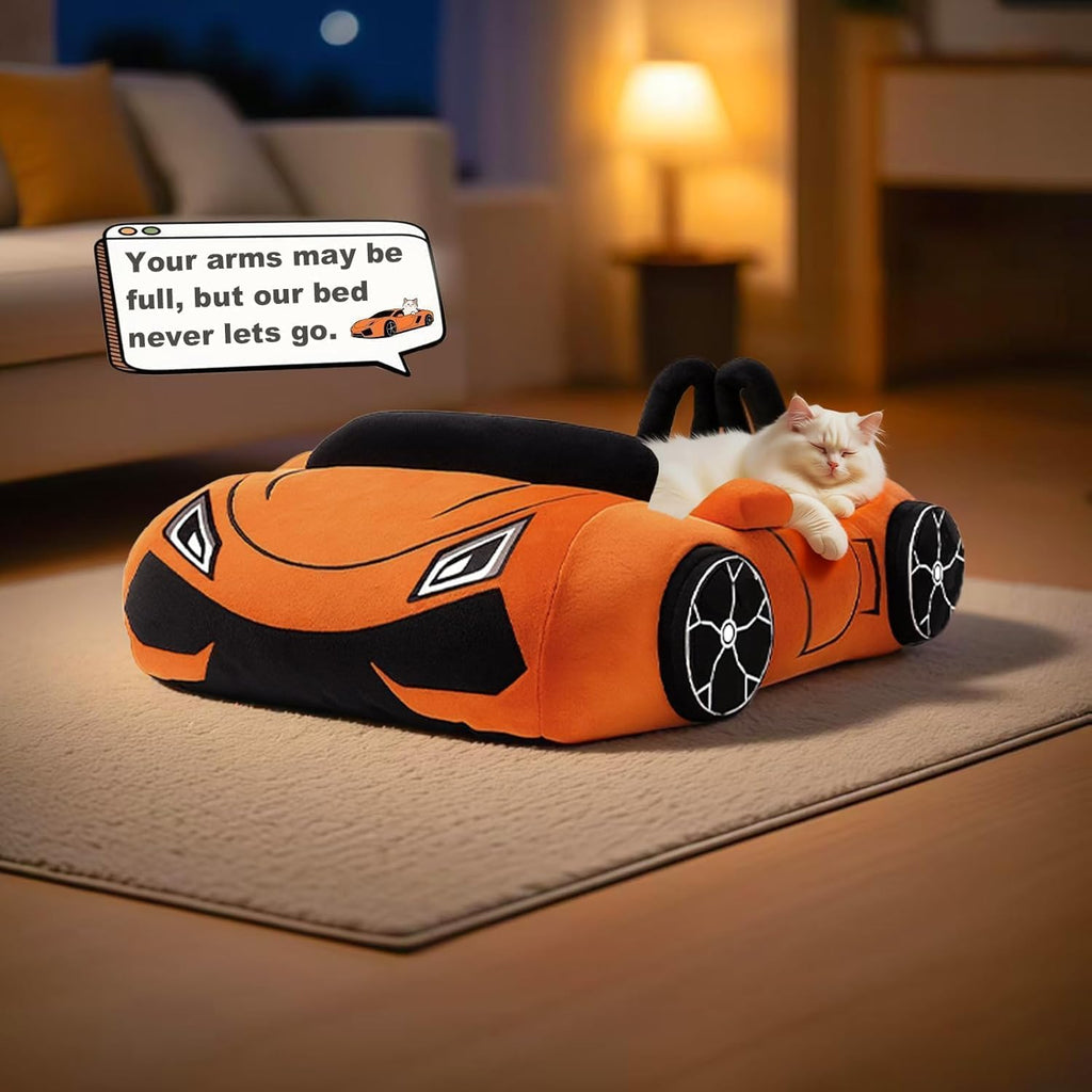 Cute Cat Beds Kitten Beds, Soft Small Dog Beds, Washable Pet Beds for Puppy and Kitty, Funny Supercar Cat Toys, 24 Inch - Image 9