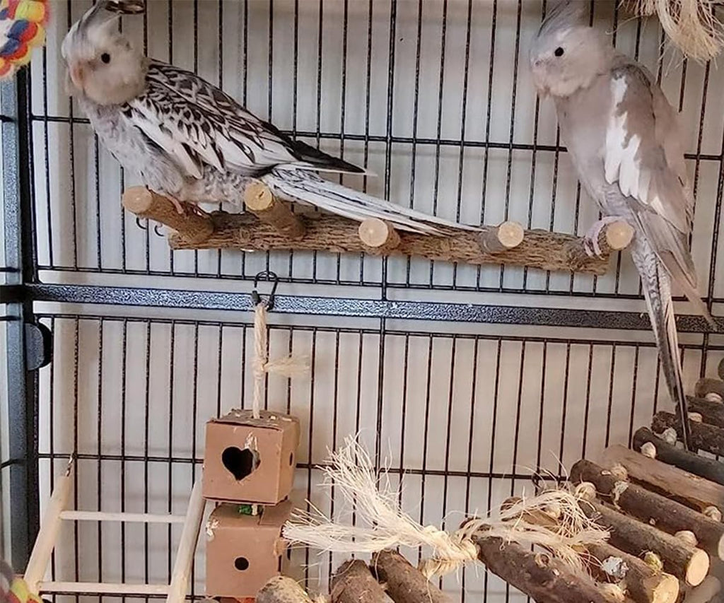 Bird Parrot Ladder Perch for Cage, Nature Wooden Bird Bridge Exercise Stands Parrot Climbing Chewing Toys for Small Animal - Image 3