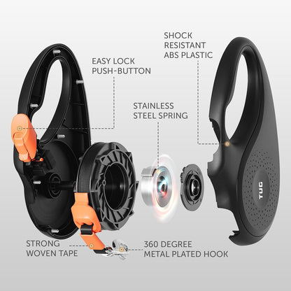 TUG 16 foot nylon tape dog leash ergonomic handle design