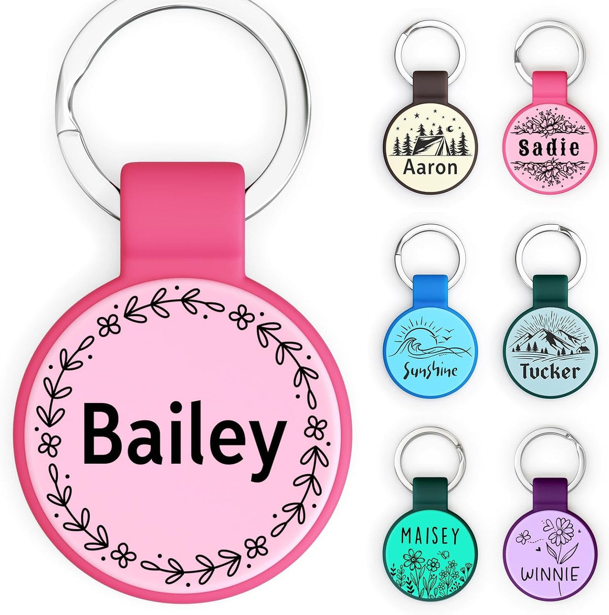 Silent Silicone Dog Tags, Custom Engraved Pet ID Tags for Cats and Dogs, Personalized Small Size Cat Tags with Cute Designs (Designs, Small) - Image 11