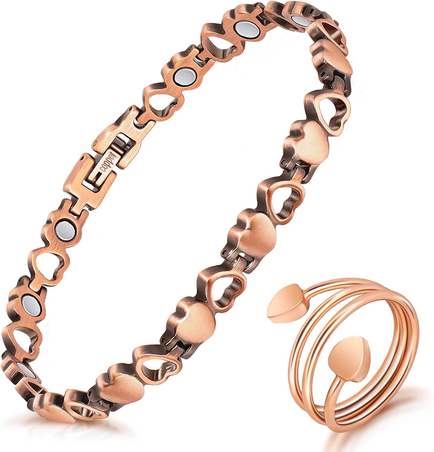 Mahnco Magnetic Copper Bracelet front view for lymphatic drainage therapy.