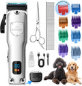 FuzzyFix SilverStream dog grooming clippers front view showing metal body and blade