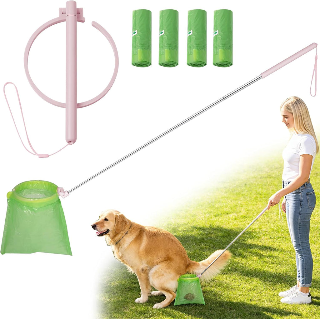 Wzxlj.Y Extendable Dog Pooper Scooper front view showing premium stainless steel handle