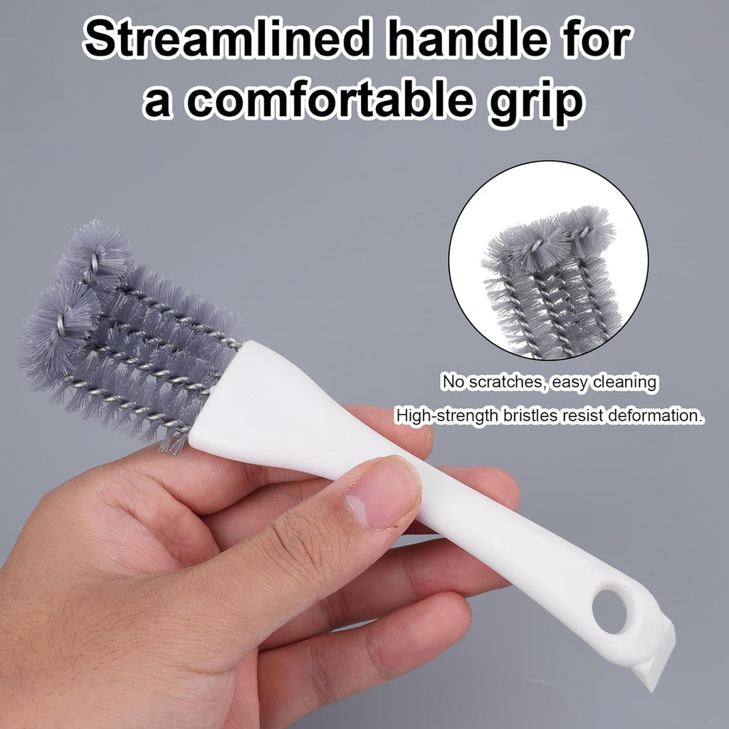 Stiff iron and plastic bristles close up view of durable bird poop cleaning tool