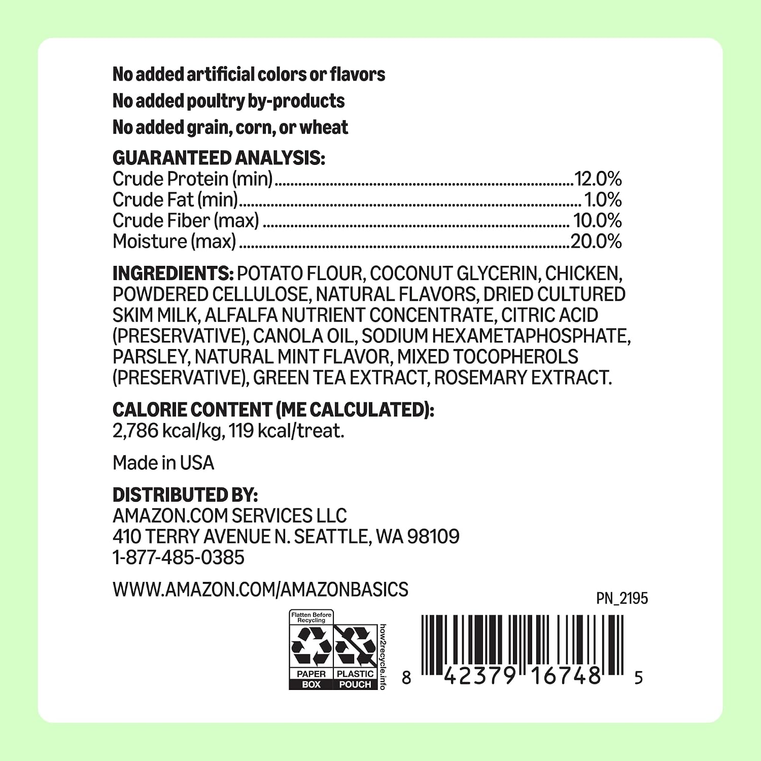 Amazon Basics Dental Dog Treats to Help Clean Teeth & Freshen Breath for Large Dogs, Unflavored, Per Pack: 24 Count, 2.25 pounds (Previously Wag) - Image 9