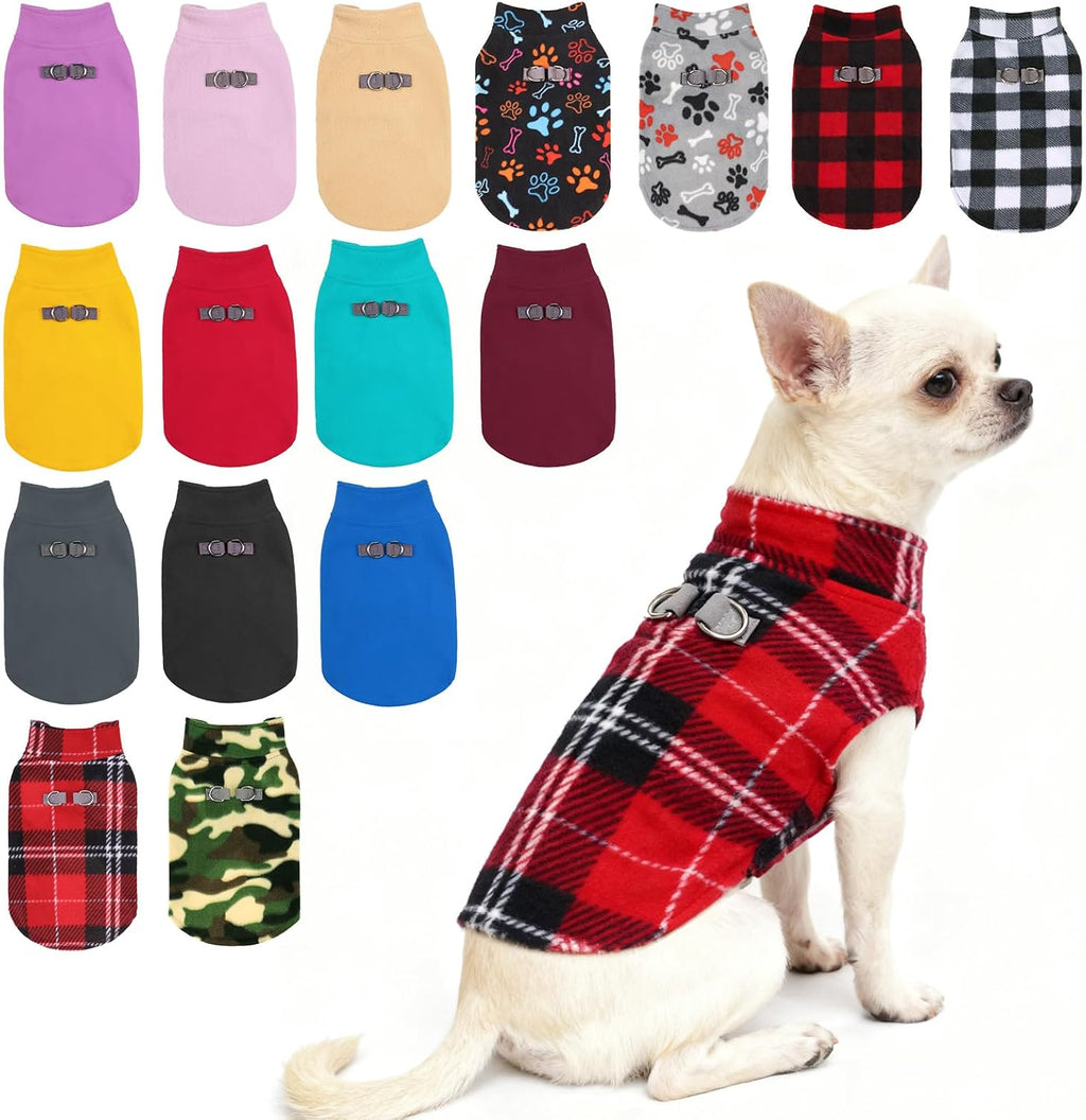 BEAUTYZOO Small Dog Sweater Fleece Vest Winter Jacket, D-Ring Leash Attachment for XS S Puppy Medium Sized Breeds Dogs, Cold Weather Dog Clothes Windproof Keep Warm, Black Bones Paw L - Image 13