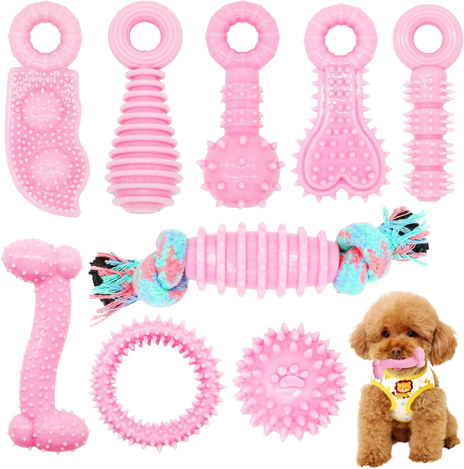 Puppy Toys, 6 Pack Dog Chew Toys for Puppy, Cute Pink Small Dog Toys, Puppy Teething Toys for Puppies, Soft Durable Interactive Chew Toy for Small Dogs - Image 13