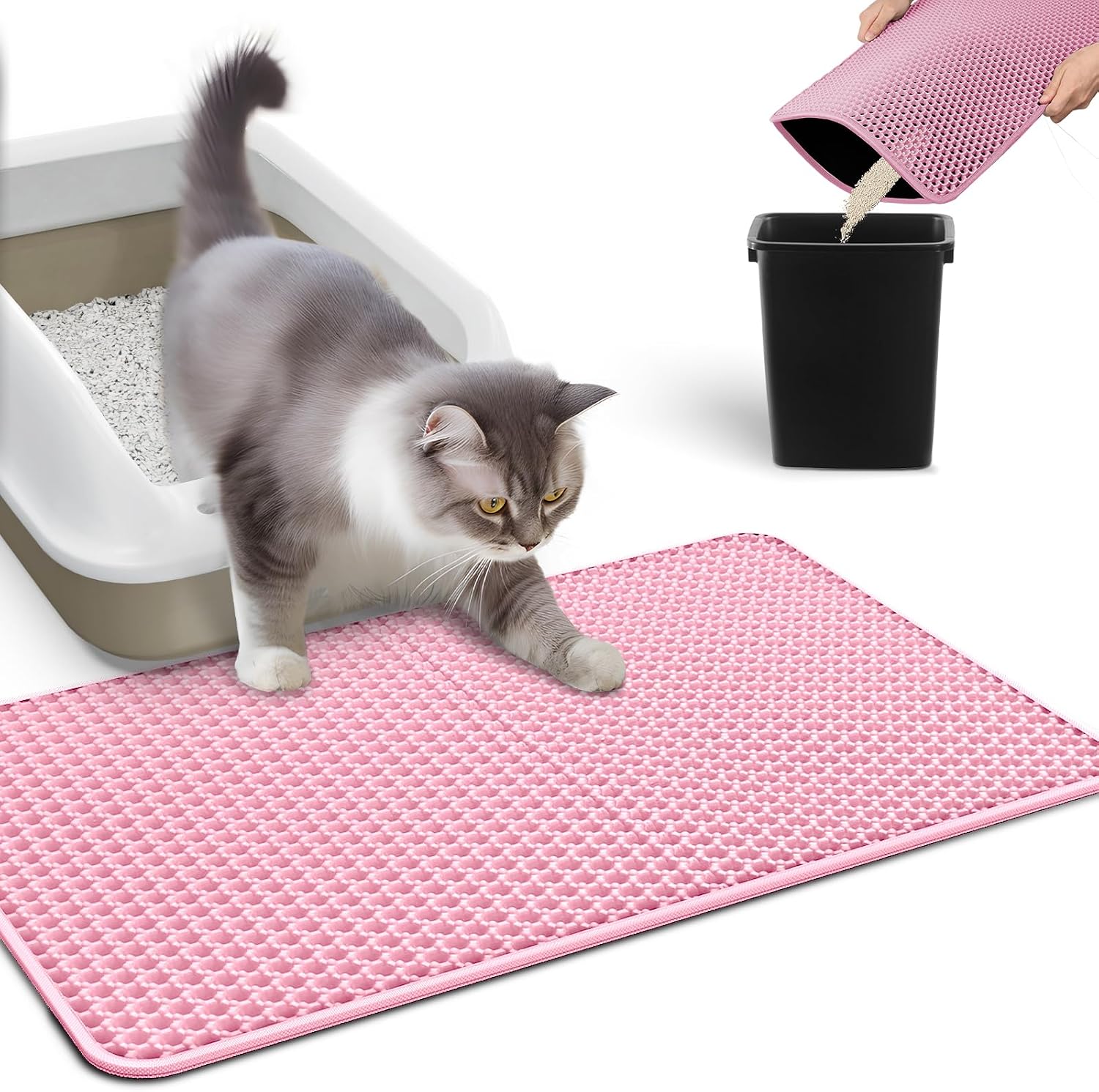 Cat Litter Mat - 23.2'' x 14.6'' Small Litter Trapping Mat, Easy to Clean Litter Box Mat, Waterproof, Urine-Proof, Non-Slip, Cat Toilet Training Systems Accessories, Grey - Image 9