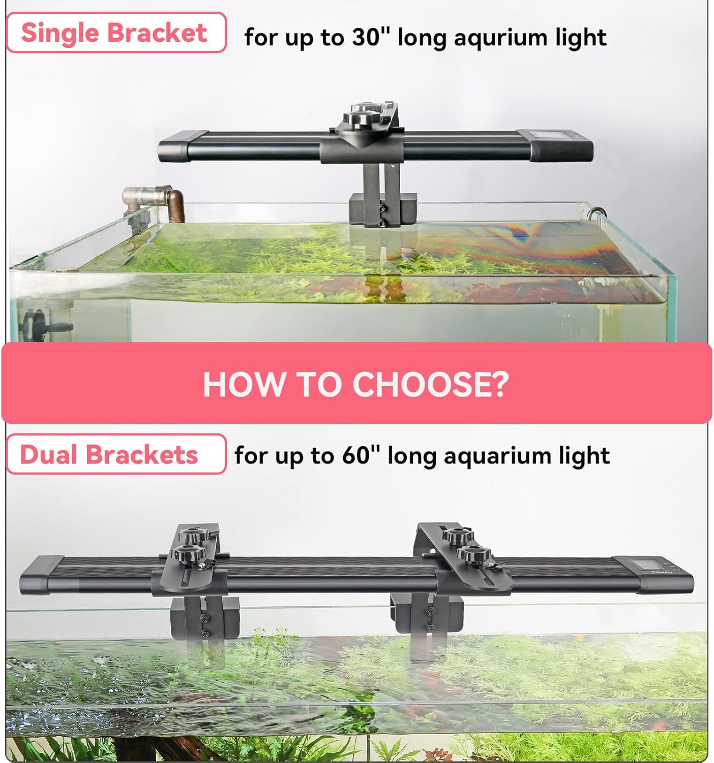 Hygger aquarium light mounting bracket package including secure dual metal screws and hardware components