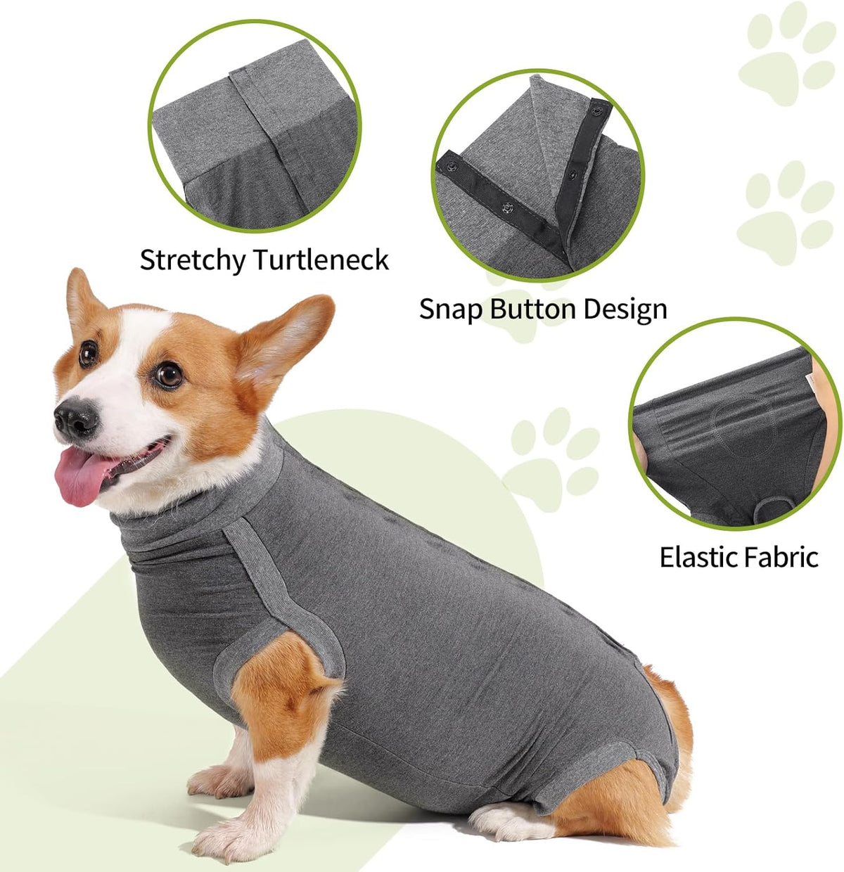 Dotoner breathable pet spay neuter protective outfit adjustable snap buttons close up