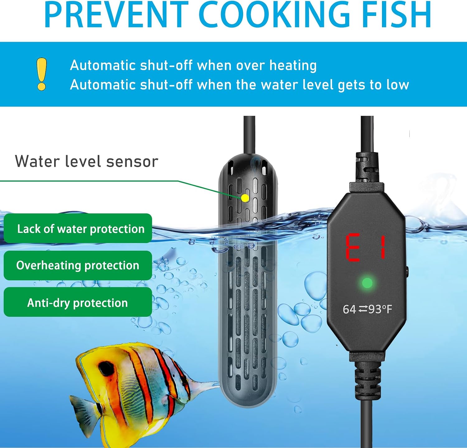 YukiHalu aquarium heater demonstrating compact size