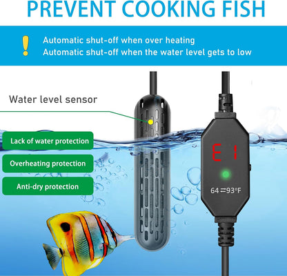 YukiHalu aquarium heater demonstrating compact size