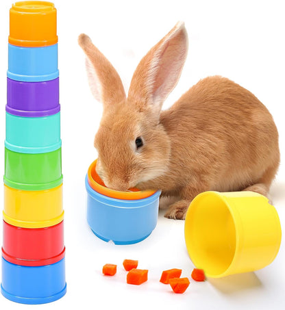 MEWTOGO 8 pack stackable pet cups package contents displaying eight different sizes
