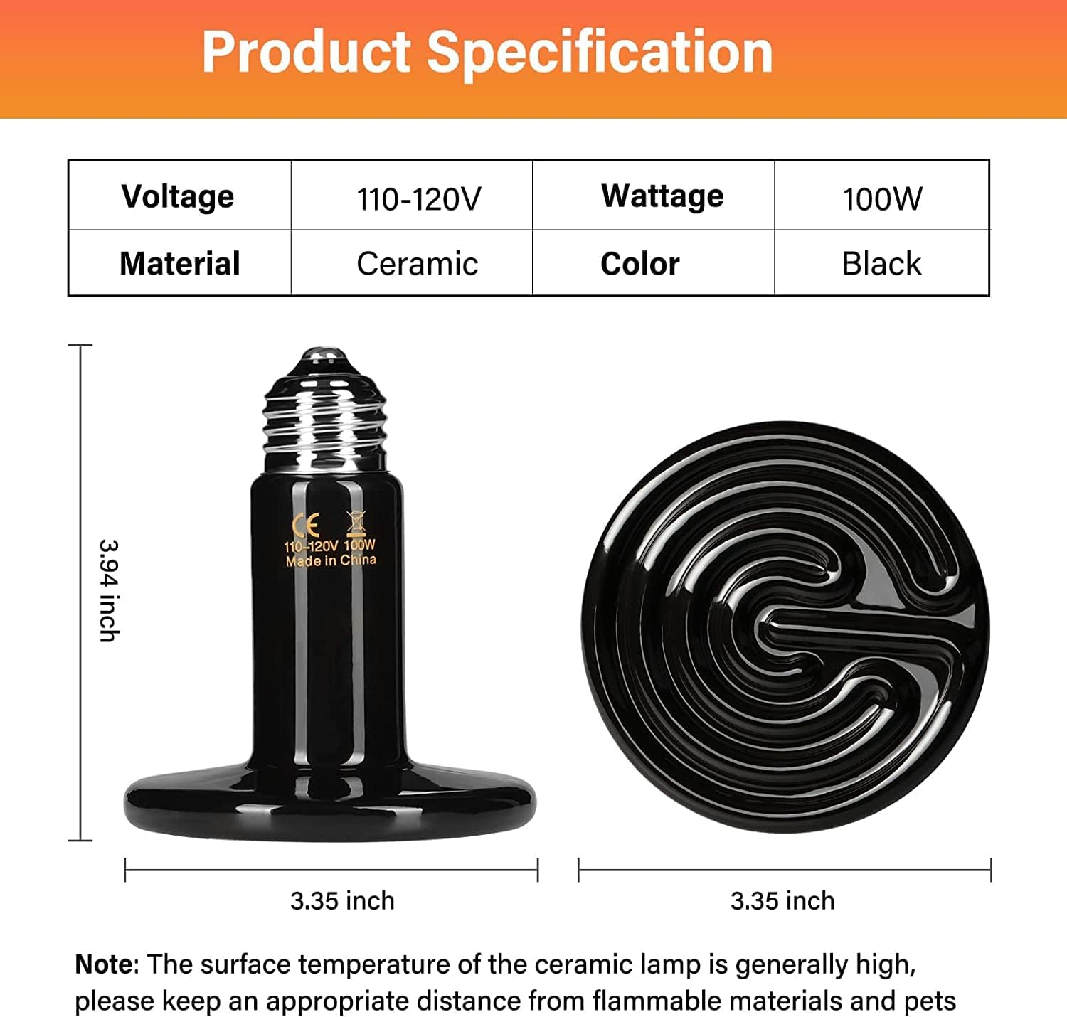 Two pack of HealSmart ceramic heat emitter bulbs showing the durable black finish and standard base.