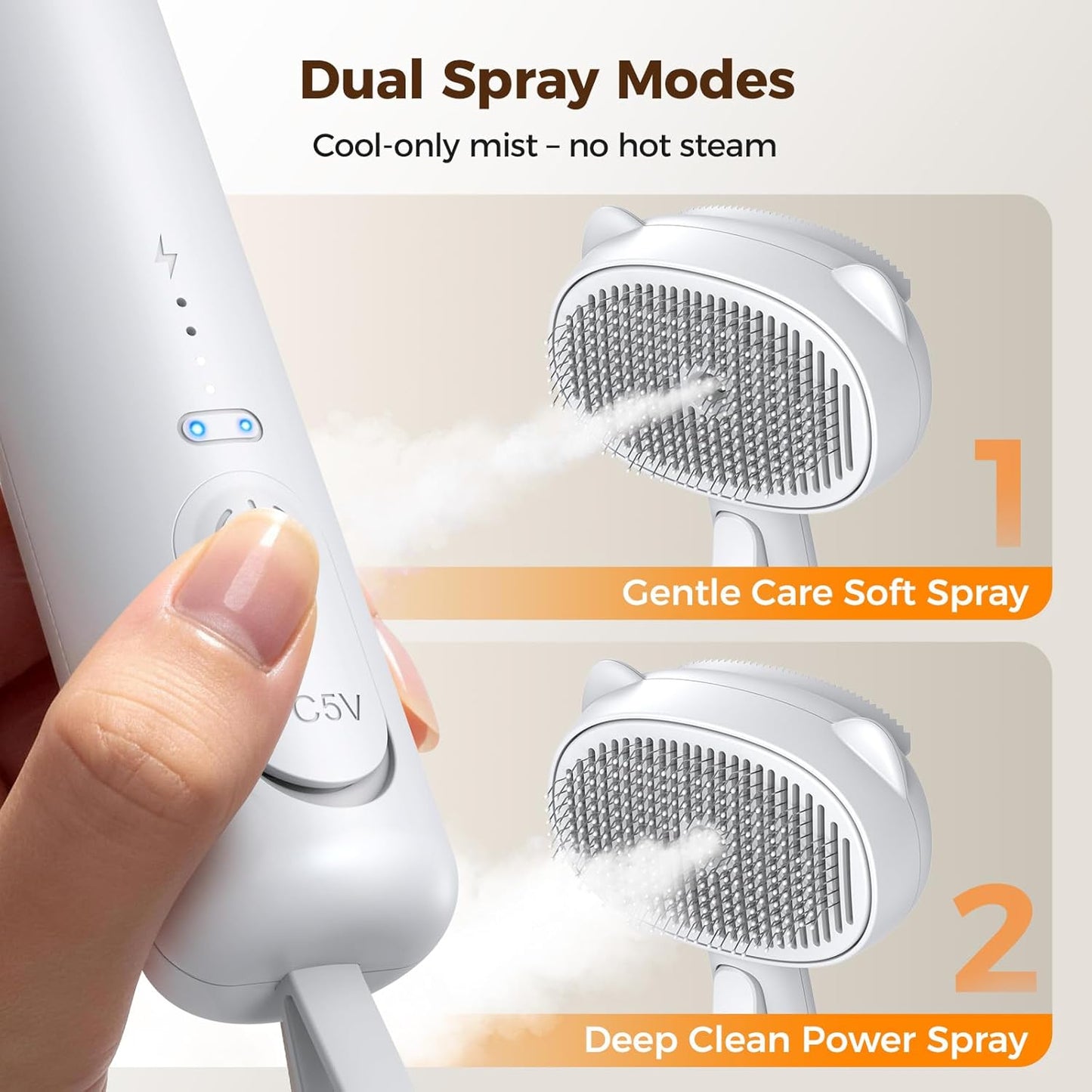 Primecat 4-in-1 steam pet comb effectively detangling a long-haired indoor cat.
