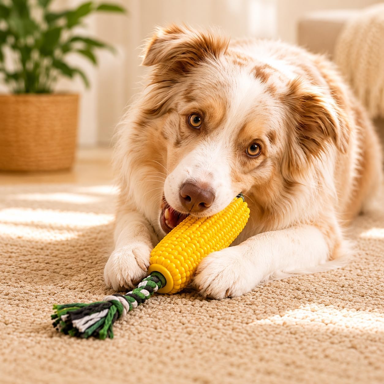 Carllg dog toy being used for dental cleaning