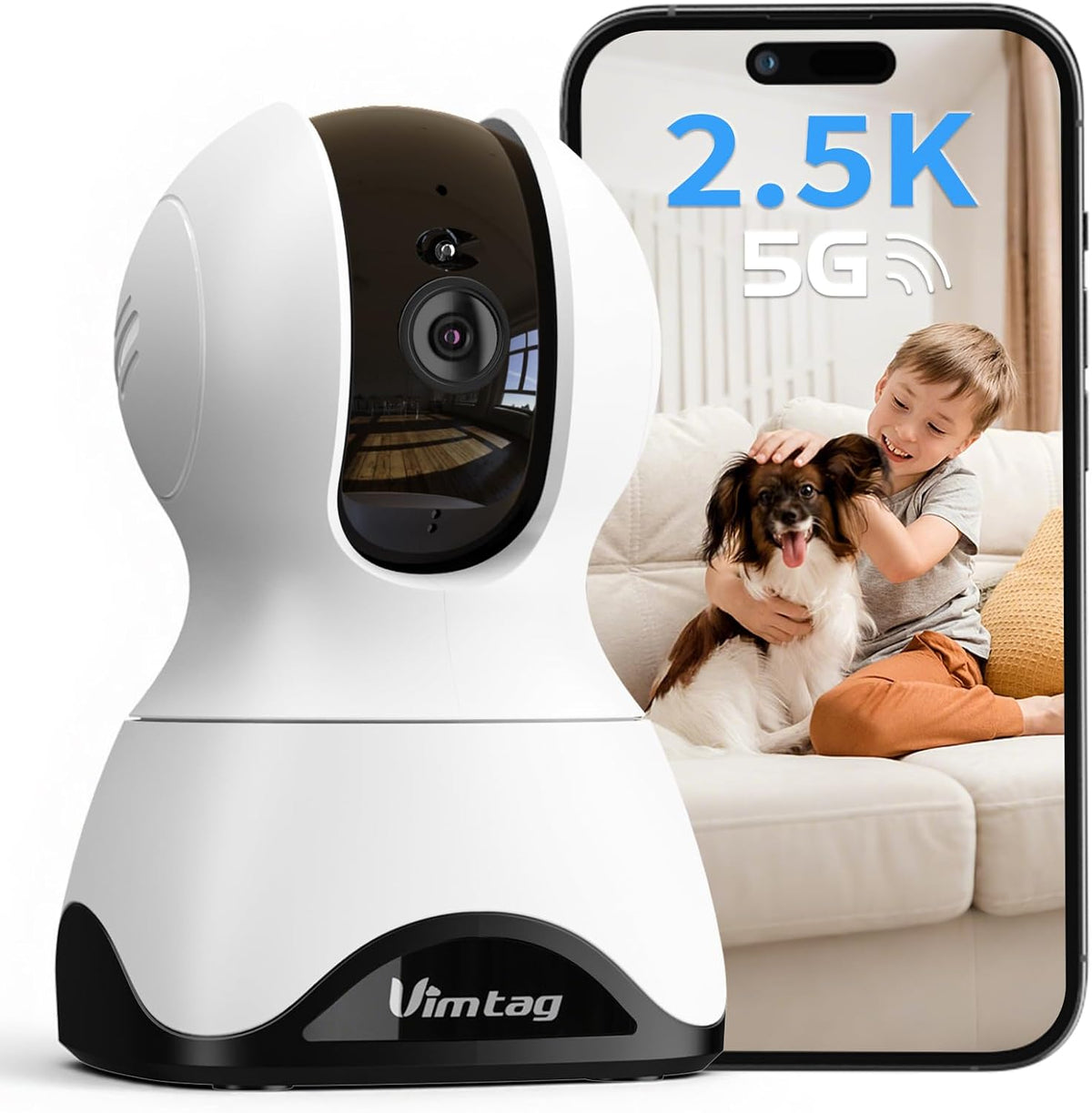 VIMTAG 2.5K 4MP Pan/Tilt Pet Camera Indoor with Phone App for Dog/Cat/Baby/Nanny/Home Security, Motion Tracking, Night Vision, 2-Way Audio, AI Detection, 5G/2.4GHz WiFi, Cloud & SD Card, Works w/Alexa - Image 14