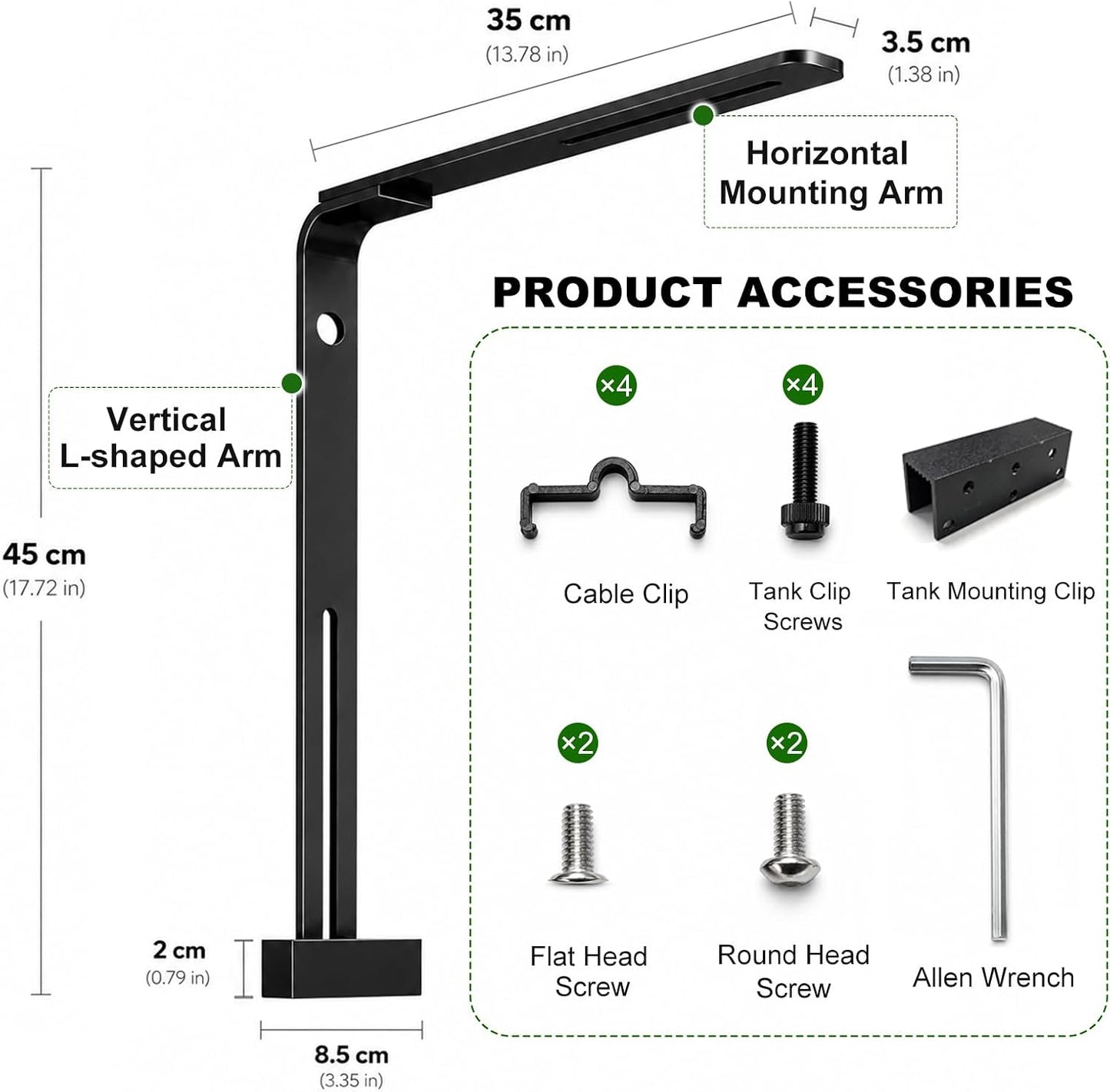 FZONE aquatic lighting support kit displaying the included screws and cable clips.