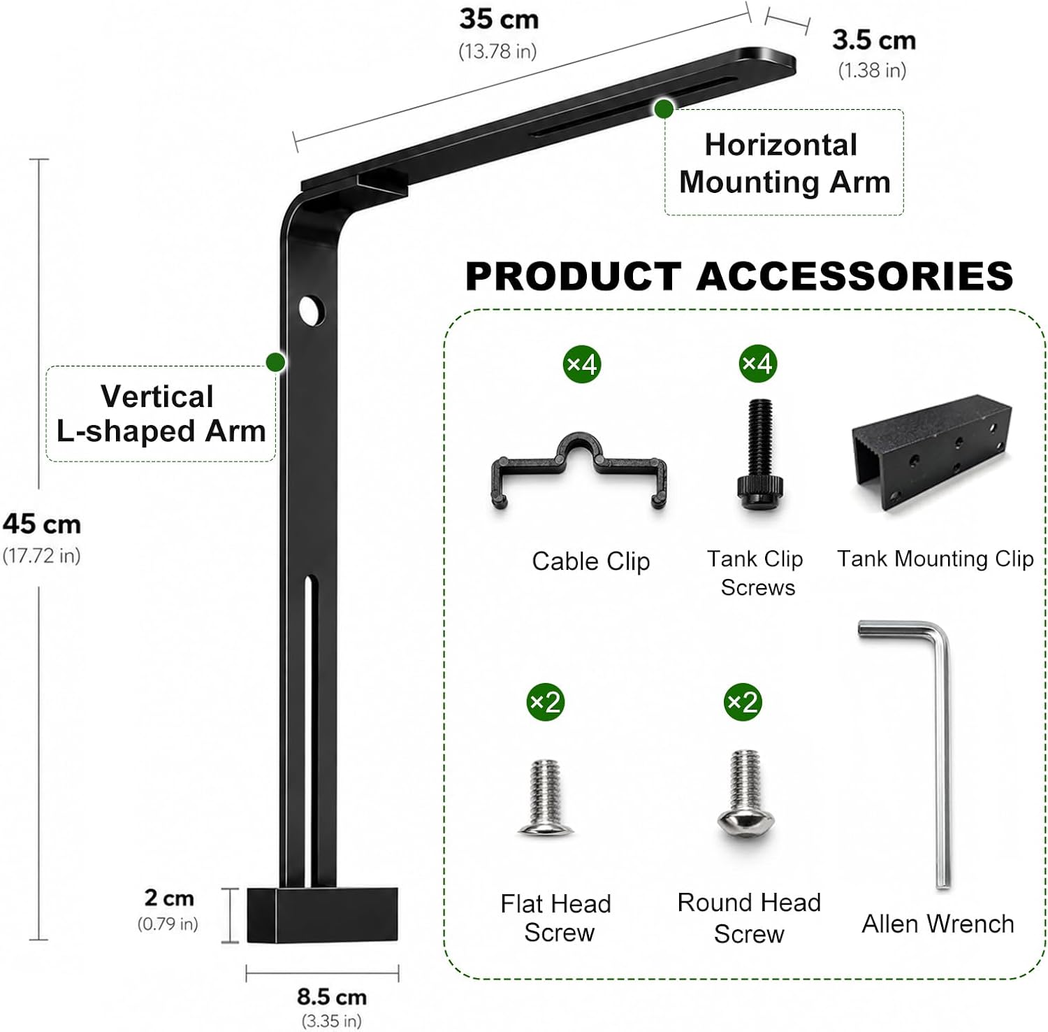FZONE aquatic lighting support kit displaying the included screws and cable clips.