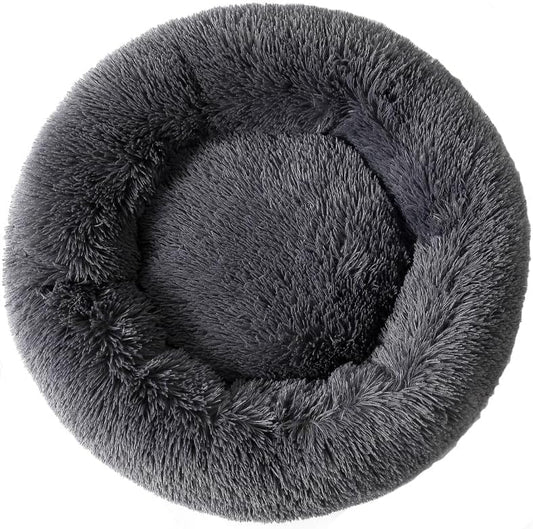 Finenohoory donut pet bed for small dogs and cats plush front view