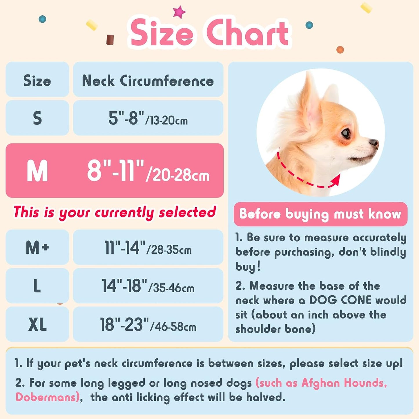 Soft dog recovery pillow collar with pink sprinkles pattern