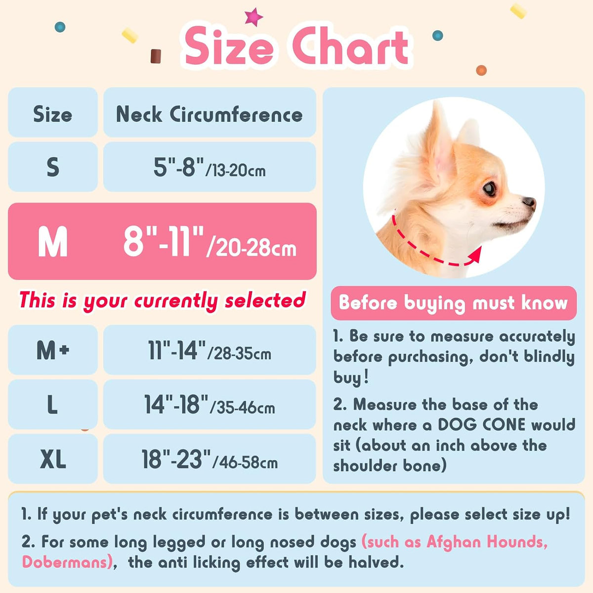 Soft dog recovery pillow collar with pink sprinkles pattern