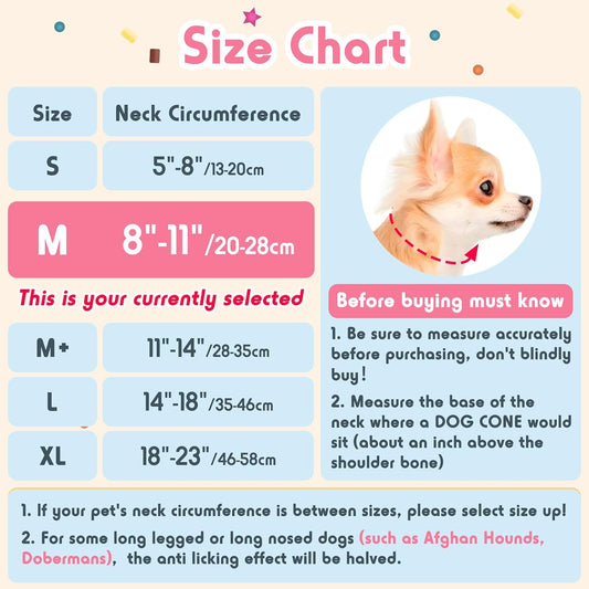 Soft dog recovery pillow collar with pink sprinkles pattern