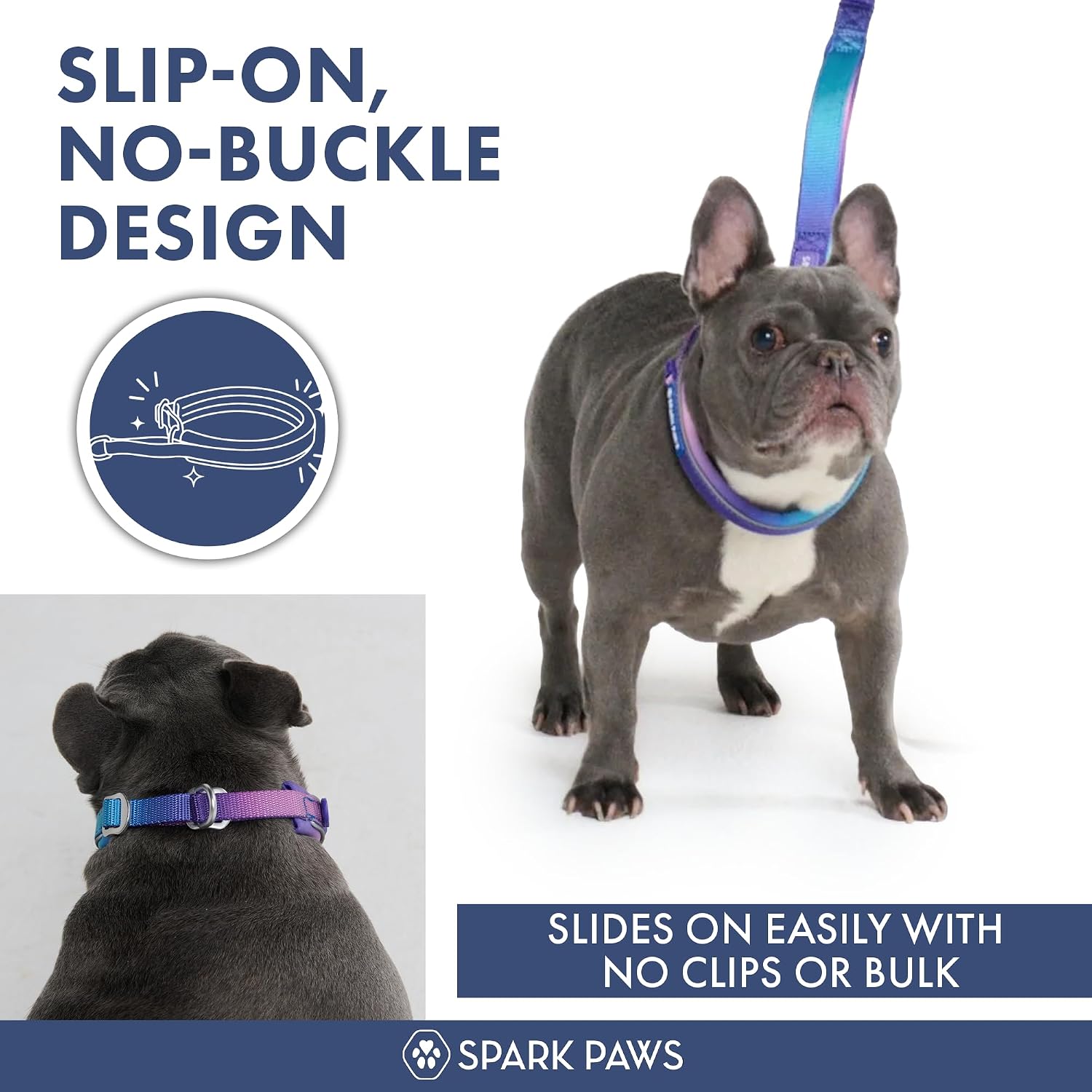 Side profile of Spark Paws training collar on a large dog