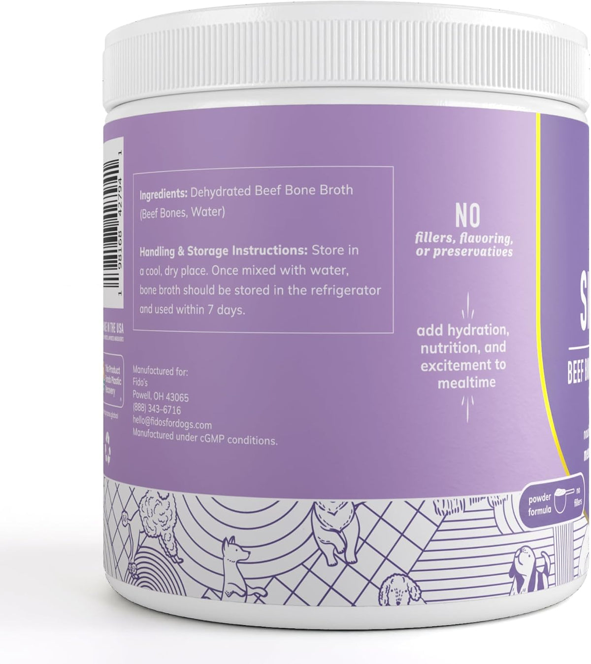 Fido's Grass-Fed Beef Bone Broth for Dogs 7oz with 94% Protein - Picky Eaters Human Grade Bone Broth Powder for Dogs - Made in USA - No Preservatives - Supports Joints + Gut Health - 60 Scoops - Image 9