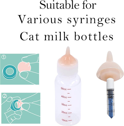 Soft silicone nipples and syringe accessories for newborn animal care