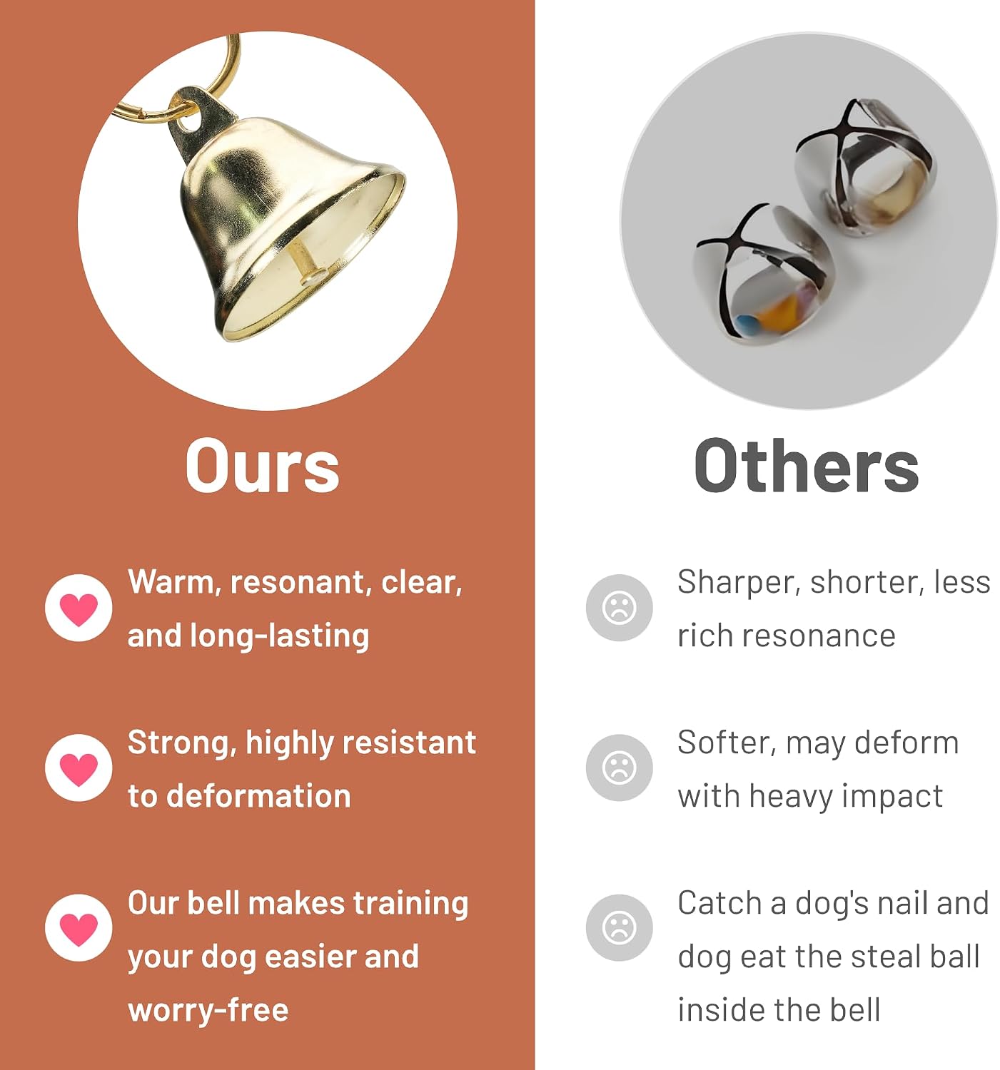 Premium leather dog training bell hanging on door handle