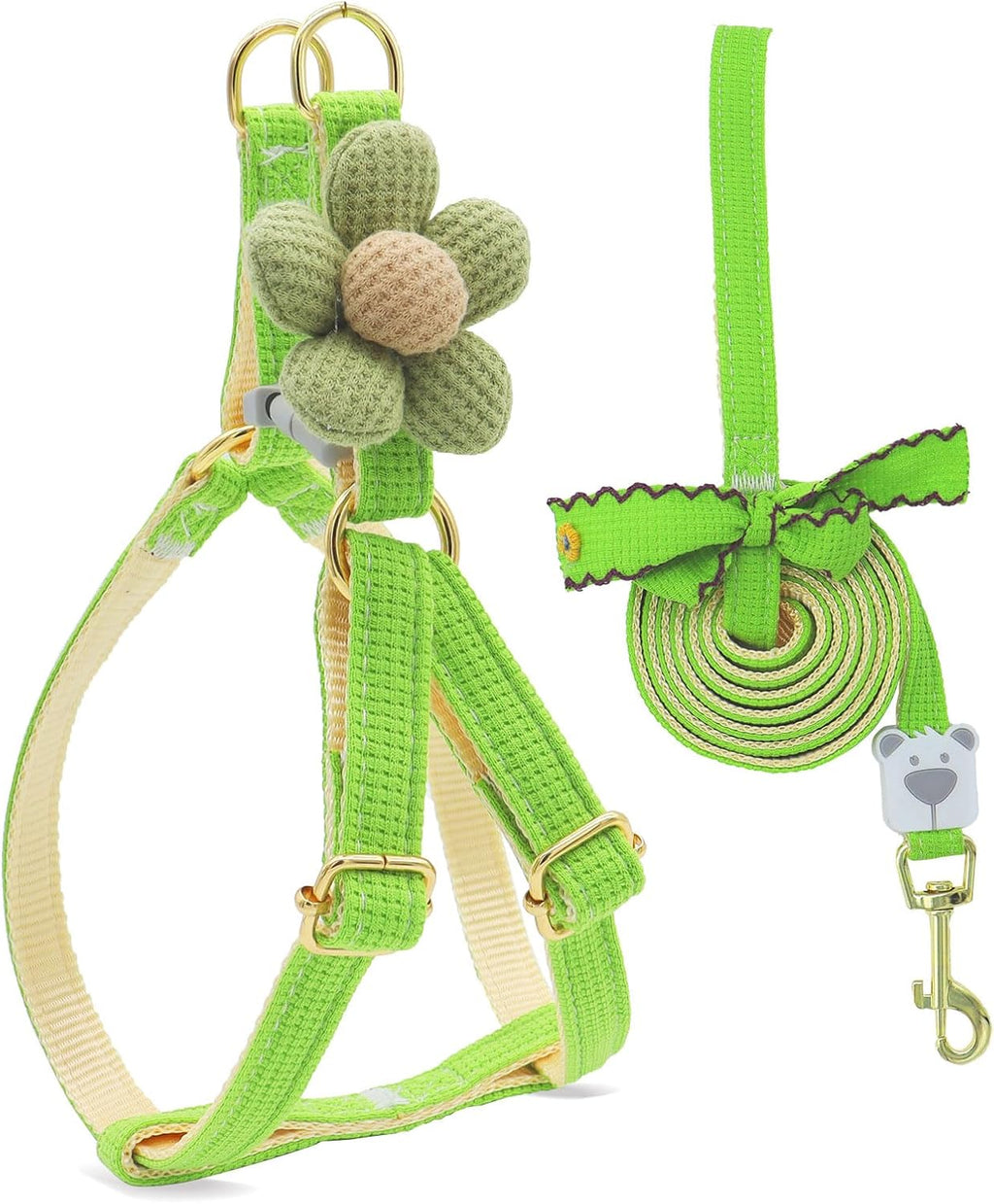 PETCARE Cute Cat Harness and Leash Set, Blue Flower Cat Walking Harness with Bow Tie Cats Leash, Easy Walk Lightweight Step in Cats Harnesses with Buckle (Chest Adjustable 9"-14", Rope Width 0.39") - Image 9