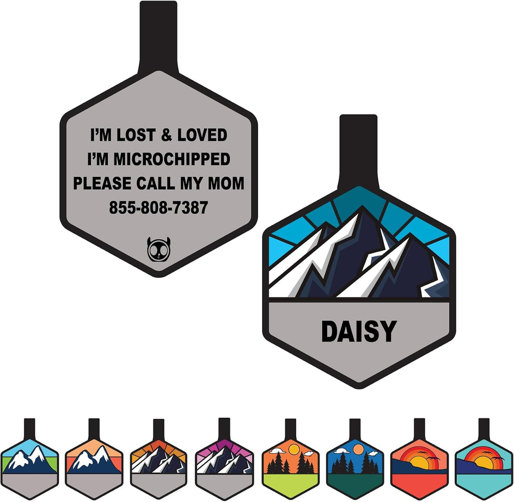 Silent Dog Tag Personalized with 5 Lines of Custom Deep Engraved Durable Soundless Silicone Pet ID Name Tag Hexagon Forest Night - Image 13