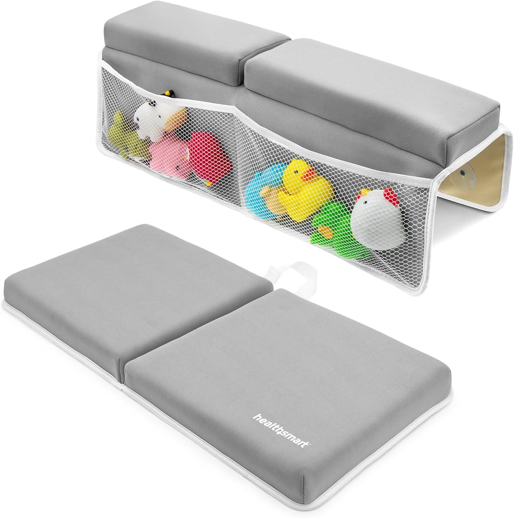 HealthSmart baby bath kneeler and elbow rest pad set front view showcasing the gray padded design