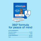 Detailed ingredients list on Adams Plus flea collar packaging