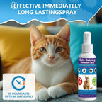 Cat comforting spray used on a blanket to prevent feline stress and hiding