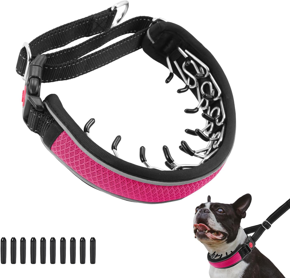 Martingale No Pull Dog Collar for Large Medium Dogs Training Walking, Heavy Duty Nylon Reflective Adjustable Anti Pull Slip Collar with Buckle S Black - Image 11