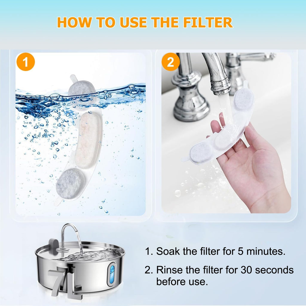 Top view of round pet water fountain replacement filter