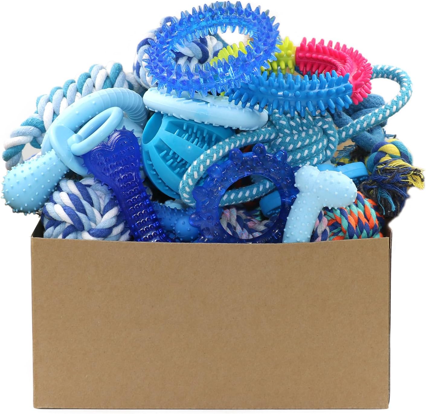 Beiker 20 pack puppy chew toys blue bundle front view
