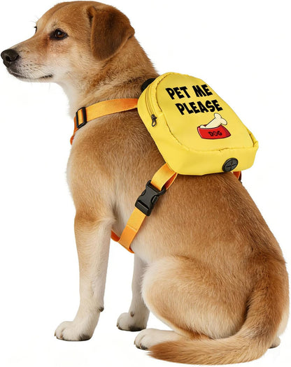 Vamsii Pet Me Please Dog Backpack front view yellow harness for small dogs