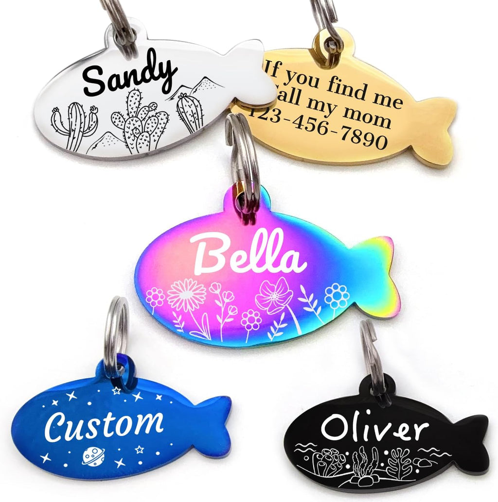 Personalized Dog Tags and Cat Tags, Stainless Steel Pet ID Tags, Collar Charm Engraved on Both Sides, up to 4 Lines of Custom Text, Various Patterns and Colors Options (Butterfly) - Image 12
