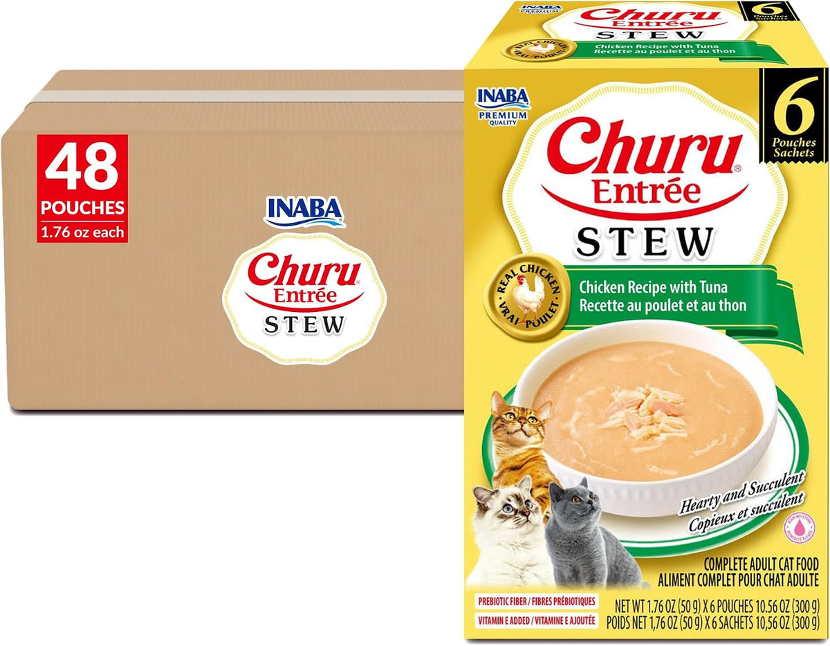 INABA Churu Entre Stew for Kittens, Grain-Free, High Moisture, Prebiotic Wet Cat Food, 1.76oz. per Pouch, 6 Pouches, Chicken Recipe with Tuna - Image 11
