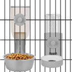 Yummy Sam Hanging Cage Automatic Small Pet Food Bowl Water Bottle Dispenser, Detachable Auto Gravity 1.2L Self-Feeding Feeder and 0.52L Waterer Set Kennel Feeding Station for Puppy Cats Rabbit(Grey) - Image 9