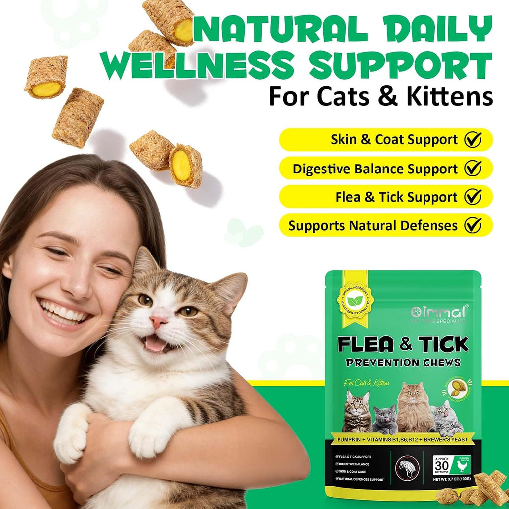 Daily health chewable tablets for kittens and adult cats on a plain background