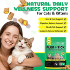 Daily health chewable tablets for kittens and adult cats on a plain background