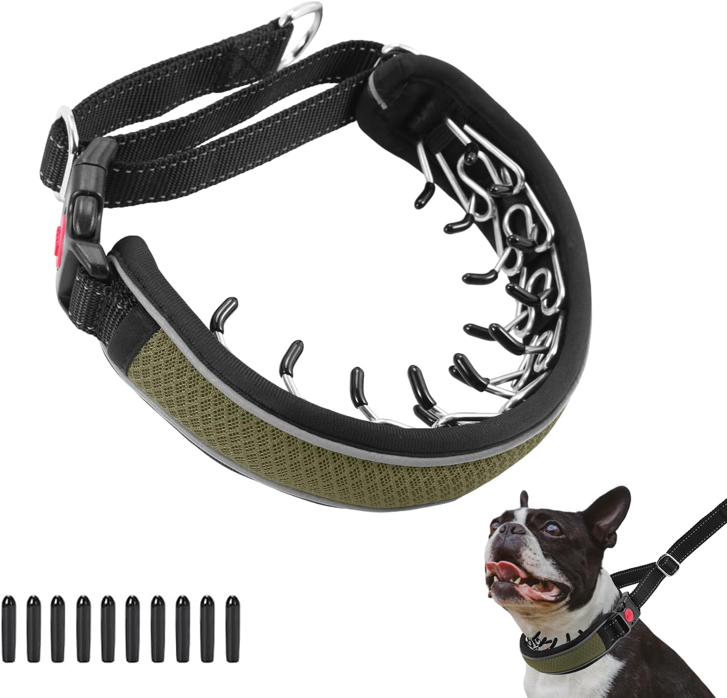 Martingale No Pull Dog Collar for Large Medium Dogs Training Walking, Heavy Duty Nylon Reflective Adjustable Anti Pull Slip Collar with Buckle S Black - Image 10