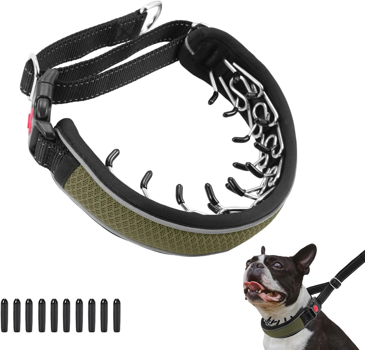 Martingale No Pull Dog Collar for Large Medium Dogs Training Walking, Heavy Duty Nylon Reflective Adjustable Anti Pull Slip Collar with Buckle S Black - Image 10