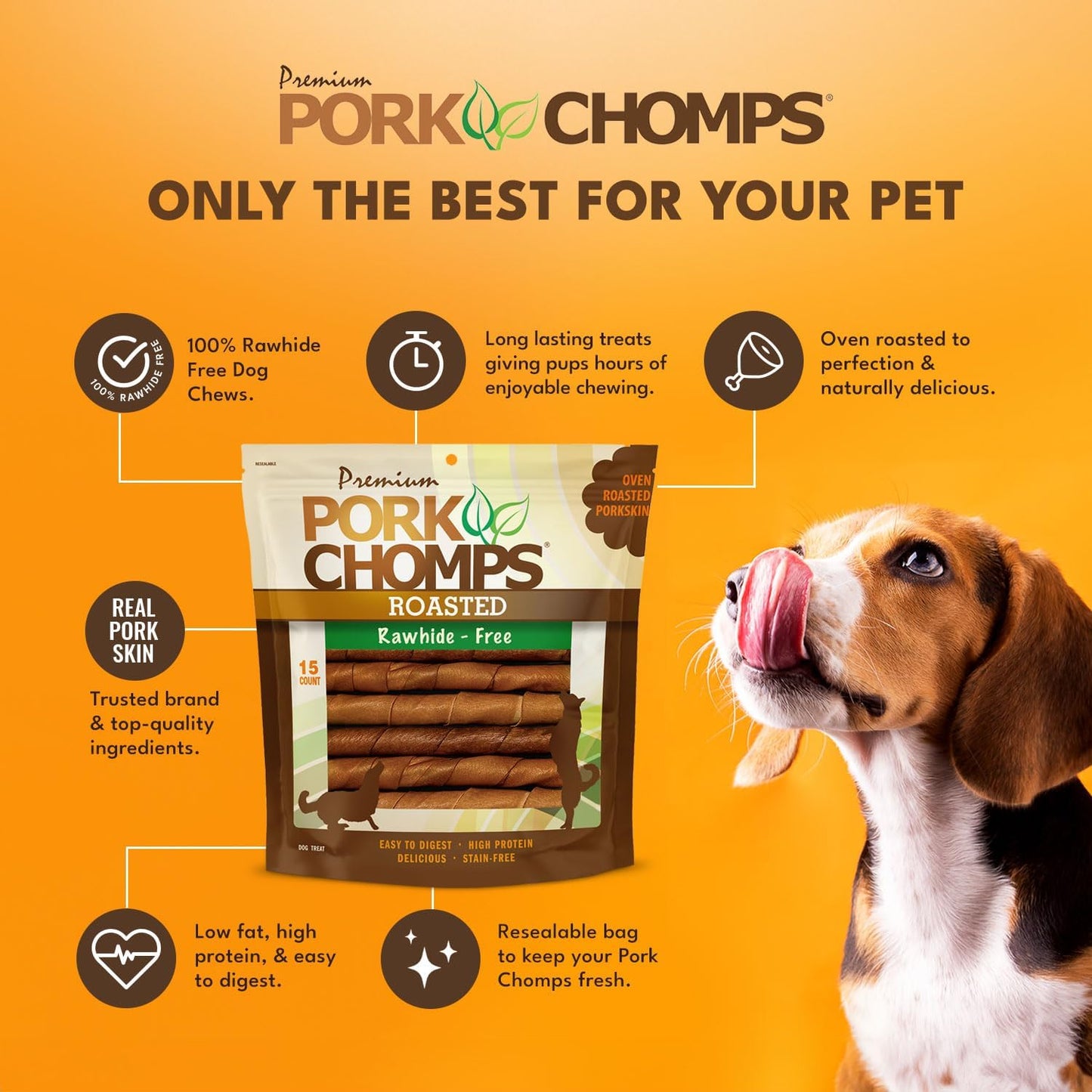 Oven baked pig skin twisted dog chews showing the firm texture for dental care